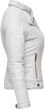 Winter Warm Quilted Fur Lined Slim Fit Biker Jackets - Image 3