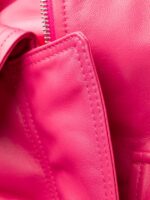 Pink Cropped Lambskin Leather Jacket - Image 6