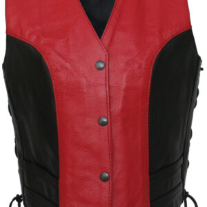 red-and-black-leather-vest