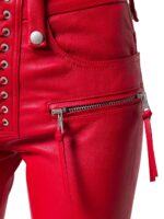 Red cropped leather paint front Zipper