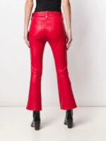 Red cropped leather trousers Back
