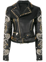 Swarovski Crystal Embellished Biker Jacket Detail