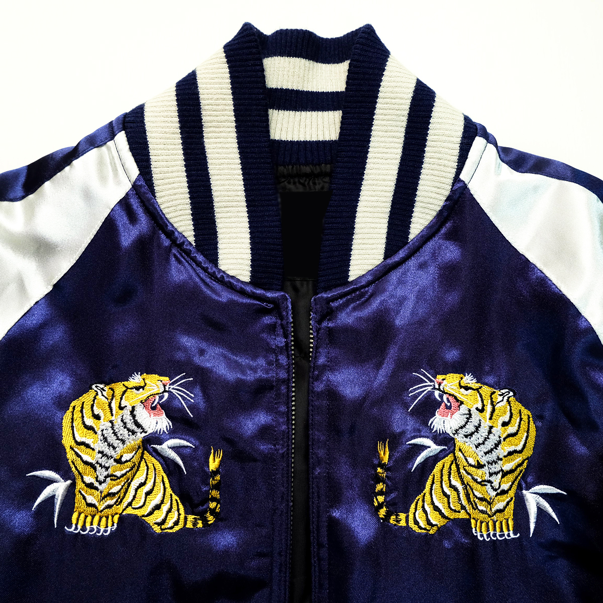 Maker of Jacket Bomber Jackets Vintage Japan Royal Blue Tiger Embroidery