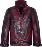 Michael Jackson Red Black Leather Fashion Jacket
