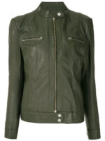 Military Green Biker Leather Jacket