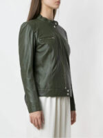 Military Green Biker Leather Jacket