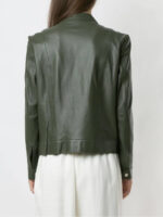 Military Green Biker Leather Jacket