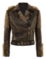 black-leather-golden-spike-studded-punk-style-biker-jacket