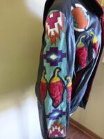 black-suede-bomber-jacket-with-southwestern-chili-peppers-wearable-art