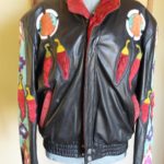 black-suede-bomber-jacket-with-southwestern-chili-peppers-wearable-art