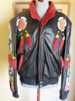 black-suede-bomber-jacket-with-southwestern-chili-peppers-wearable-art