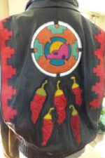 black-suede-bomber-jacket-with-southwestern-chili-peppers-wearable-art
