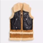 camel-black-shearling-fur-biker-vest