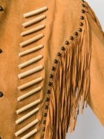 camel-colour-suede-fringed-leather-jacket