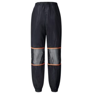 Patchwork Loose Women Black Pant High Waist Zipper Long Back