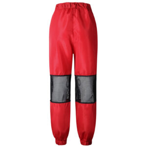 Patchwork Loose Women Red Pant High Waist Zipper Long Back
