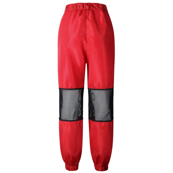 Patchwork Loose Women Red Pant High Waist Zipper Long Back