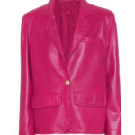 Pink Lambskin Leather Blazer Coat