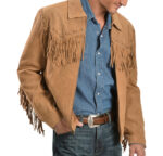 Brown Scully Fringed Suede Leather Jacket