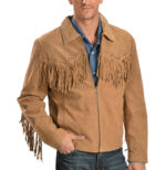 Brown Scully Fringed Suede Leather Jacket
