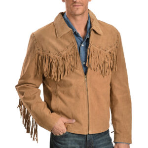Brown Scully Fringed Suede Leather Jacket
