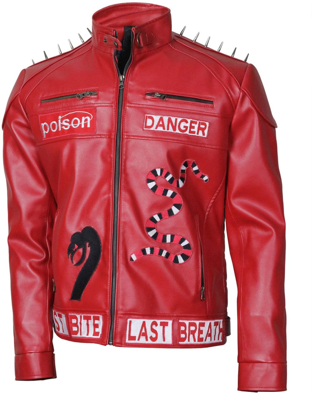 Red Snake Studded Biker Jacket | Stylish Jackets