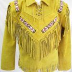 Western Fringes Beads Cowboy Leather Jacket