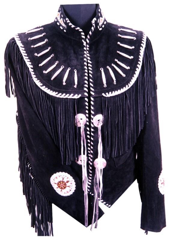 western-native-american-style-black-buckskin-suede-leather-fringes-jacket western-native-american-style-black-buckskin-suede-leather-fringes-jacket