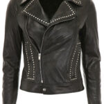 Silver Studded Biker Jacket with Pins
