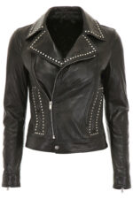 Silver Studded Biker Jacket with Pins