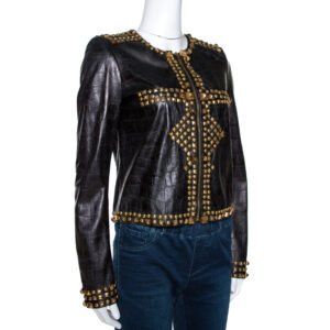 black-embossed-leather-studded-zip-front-jacket