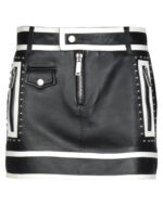 black-leather-contrast-white-pippin-mini-skirt