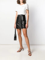 Black Leather Dita Buckled Mini Skirt Front