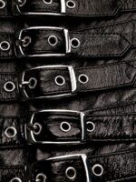 Black leather Dita mini skirt with buckle