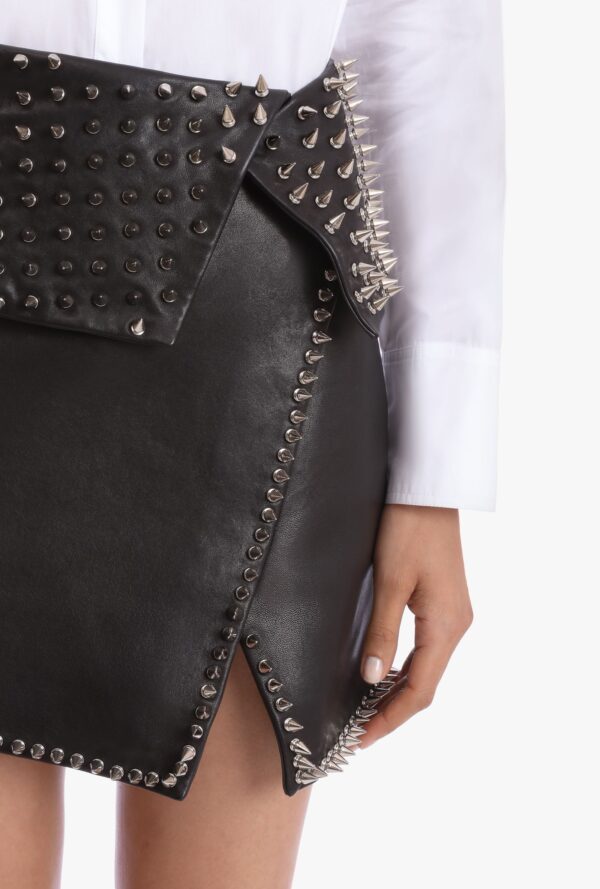 black-leather-wraparound-skirt-with-silvertone-studded