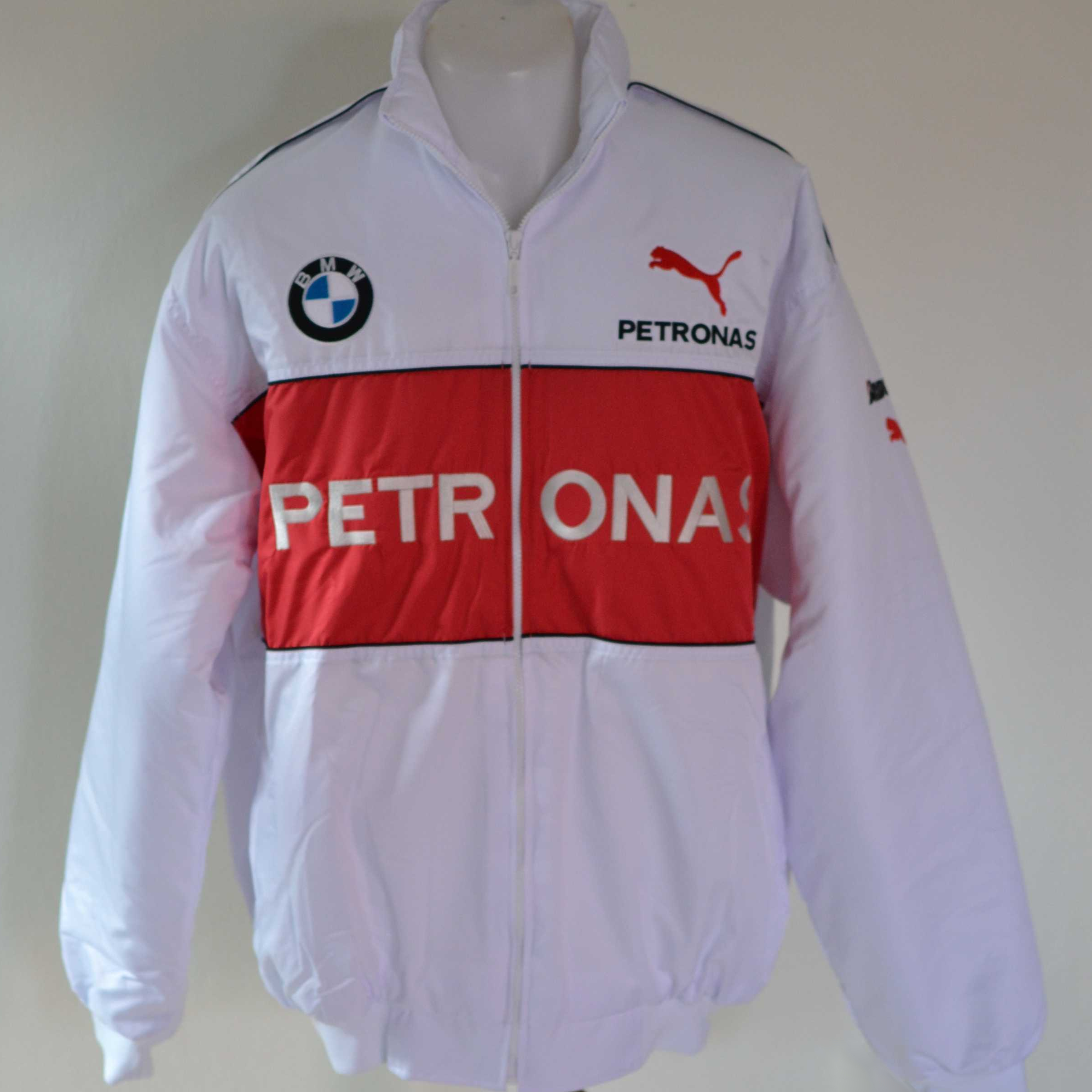 bmw-petronas-red-and-white-leather-motorcycle-jacket. bmw-petronas-red-and-white-wind-breaker-jacket