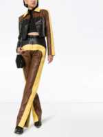Colour Block Leather Jacket In Multicolor