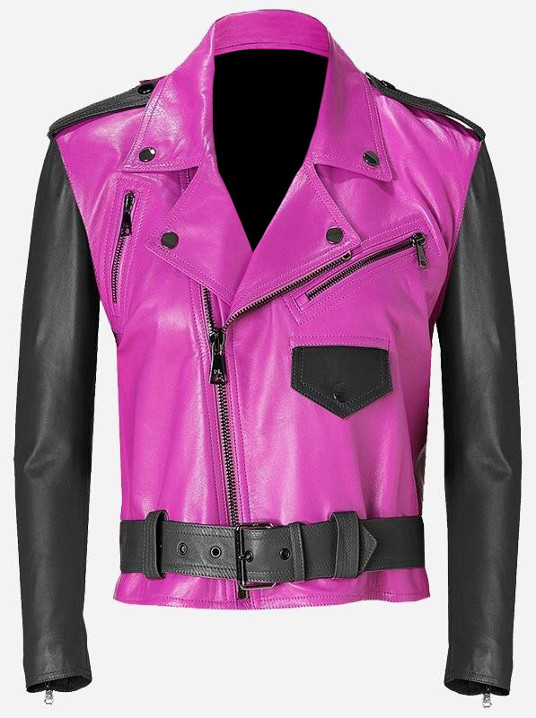 double-rider-pink-black-leather-biker-jacket double-rider-pink-black-leather-biker-jacket