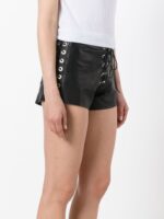 Custom Leather Lace Up Black Leather Short