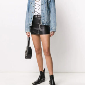 Leather Biker Short Skirt Front