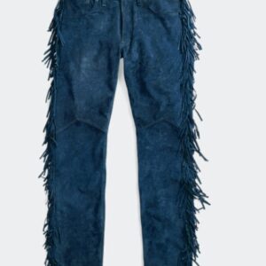 Mens Native American Buckskin Blue Goat Suede