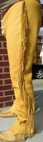 Native American Western Cowhide Leather Fringe Pant Side