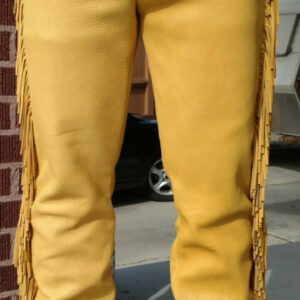 Native American Western Cowhide Leather Fringe Pant