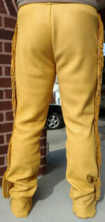 Native American Western Cowhide Leather Fringe Pant Back