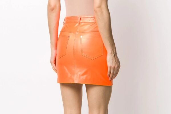 orange-leather-short-skirt