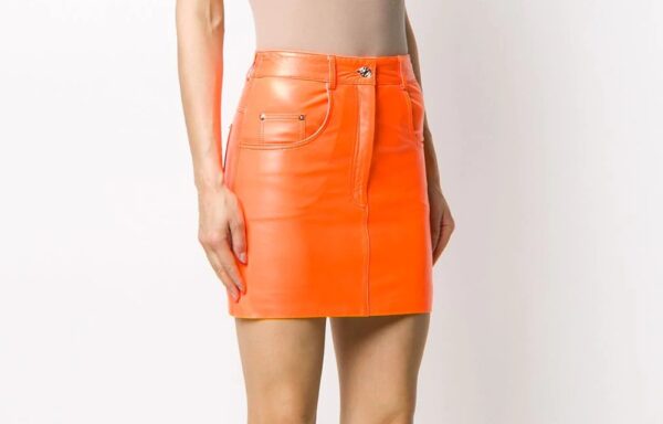 orange-leather-short-skirt