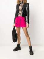 pink-lambskin-leather-biker-mini-skirt