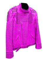 pink-vintage-studded-punk-leather-biker-jacket