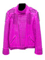 pink-vintage-studded-punk-leather-biker-jacket