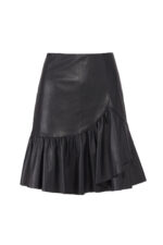 ruffled-vegan-leather-black-skirt
